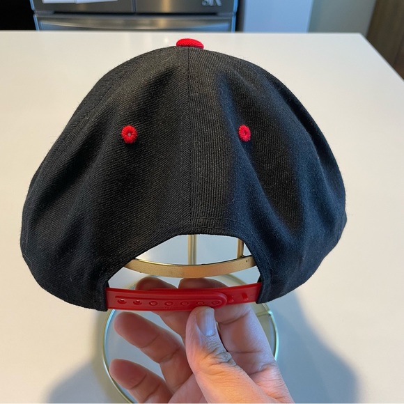 YUPOONG - “Maarte Studios” SnapBack Hat, Black and Red - Picture 2 of 7